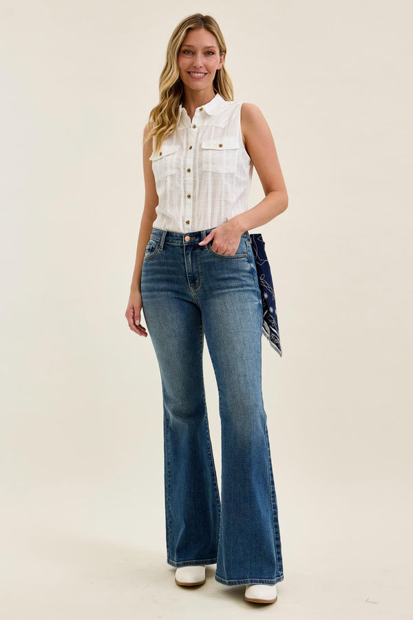 Judy Blue Jaqueline Bandana Flare Jeans