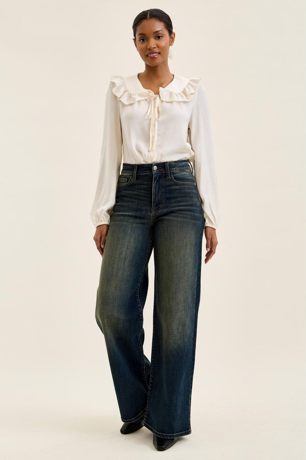Judy Blue Lux Retro Wide-Leg Jeans - Whisky Night