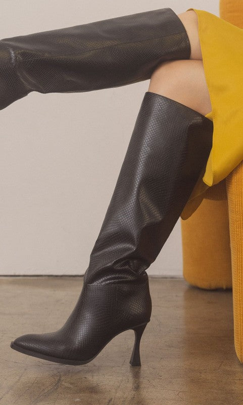 Venessa reptile knee-high boot, view 1