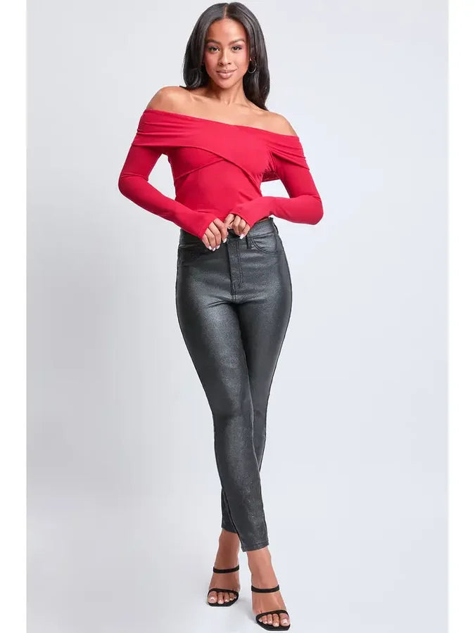 Starry Night black metallic skinny jeans, view 1