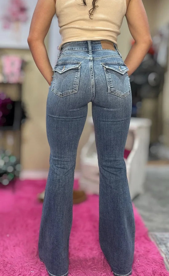 Judy Blue Double or Nothing flare jeans, front view