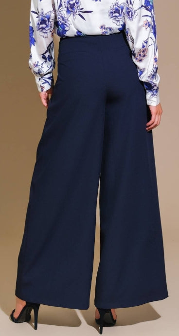 Gemma pleated wide leg pants in navy, front view