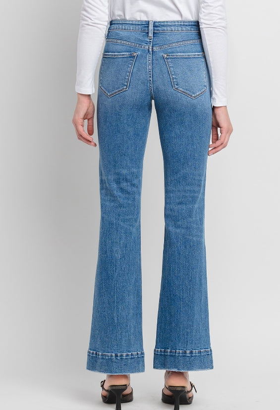 Vervet Take It Easy high rise flare jeans, front view