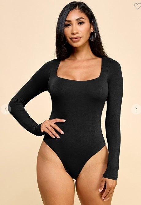 Jade square neck bodysuit, view 1