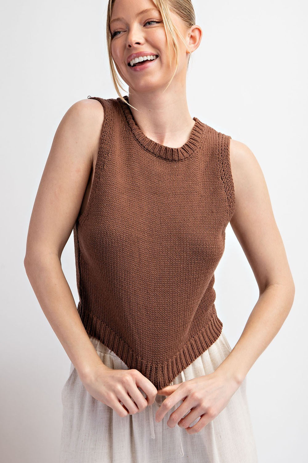 The Knit Factor ribbed knit tank, view 1