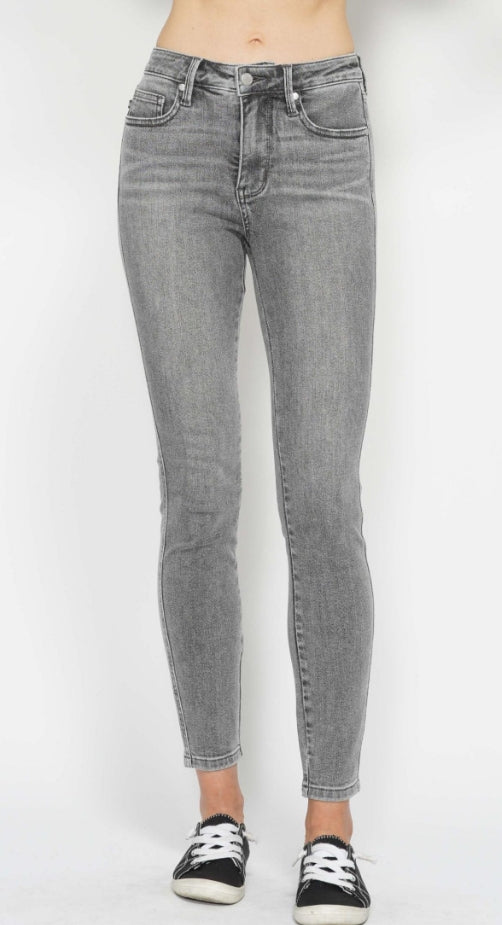 Judy Blue Simone grey tummy control skinny jeans, front view
