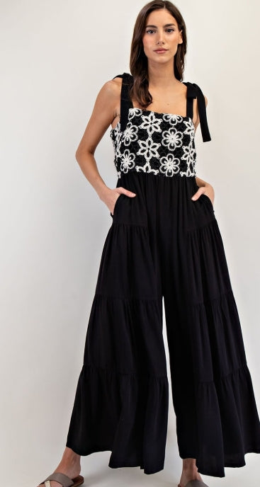 Averie embroidered wide-leg jumpsuit, front view