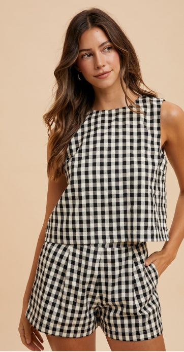 Check, Please! gingham top and shorts set, view 1