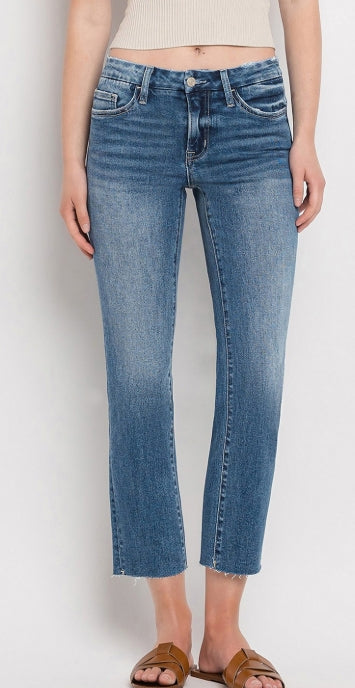 Vervet Carlene crop slim straight jeans, front view