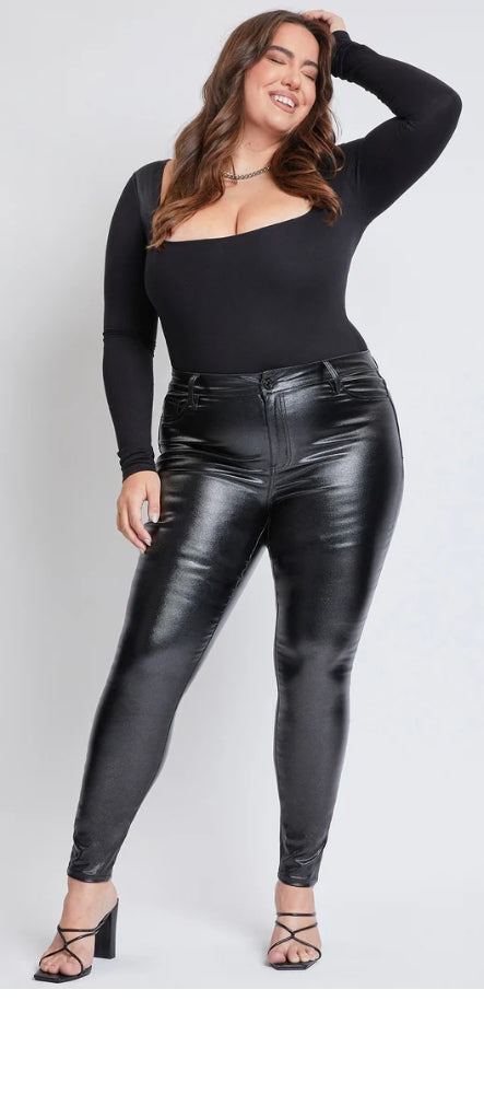 Starry Night black metallic plus size skinny jeans, view 1