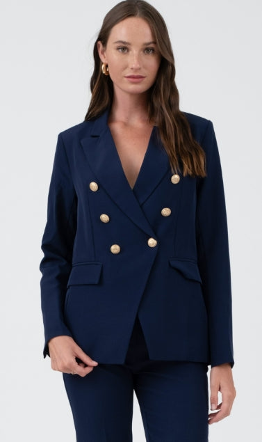 Gold Standard navy double-breasted blazer, view 1