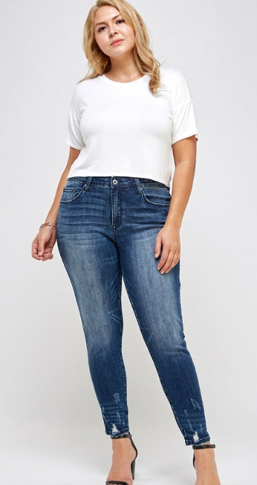 Indigo Muse plus size mid-rise skinny jeans, view 1