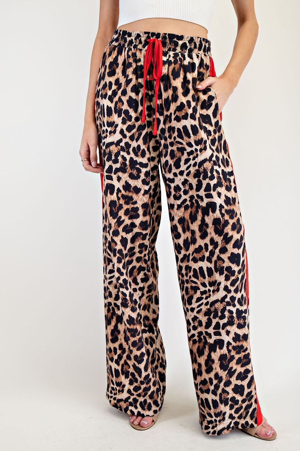 Wild Side Luxe leopard print pants, front view