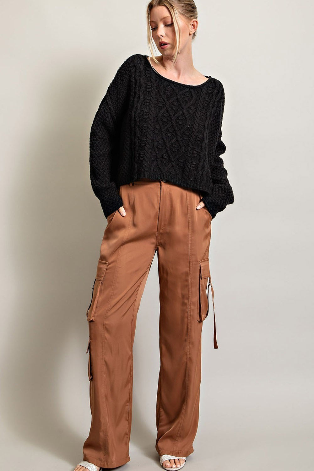 Brooklyn cable crop sweater, view 1