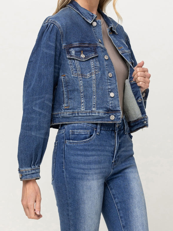 Vervet The Savannah Bleu cropped denim jacket, view 1