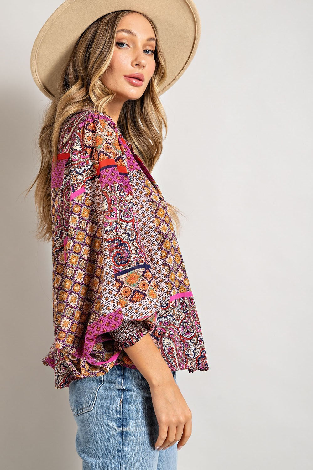 The Wild Mosaic boho print blouse, view 1
