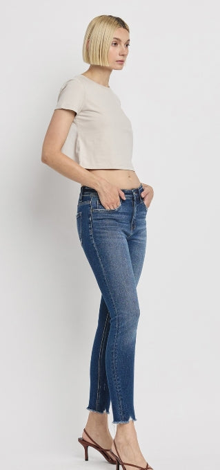 Kassie MR Raw Distressed Hem Crop Skinny