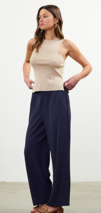 Iris knit tank top in navy, front view