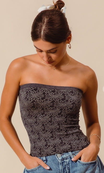 Daisy Daydream strapless tube top, front view