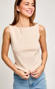 Keeping It Simple sleeveless boat neck knit top, view 1